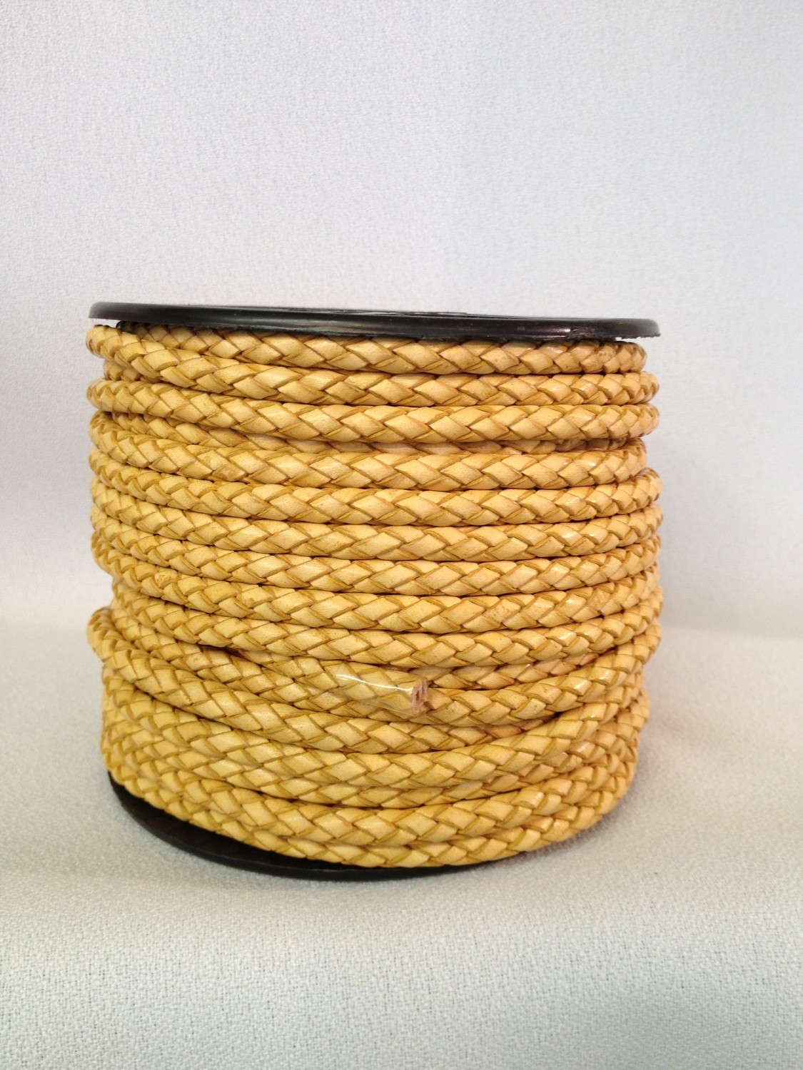 Heavy braided 5 mm leather cord - natural
