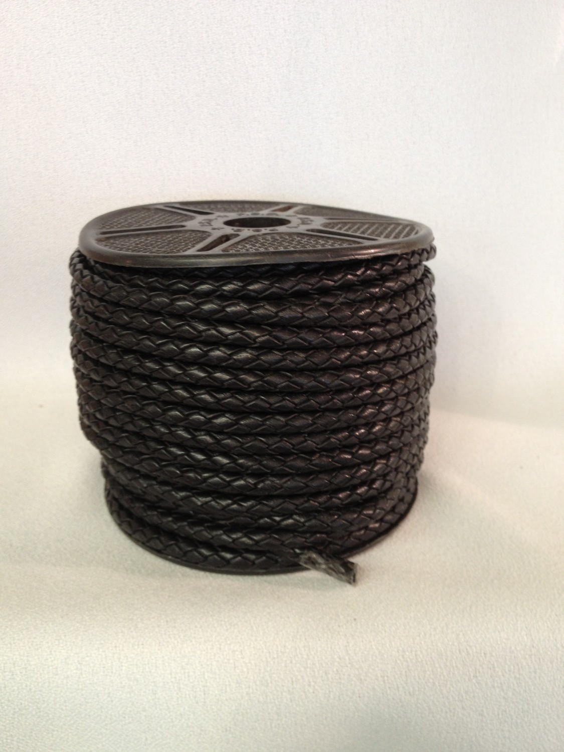 Braided 5mm Leather Cord - Black