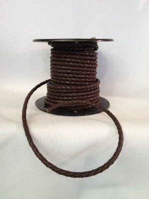 Braided leather 4 mm cord - brown