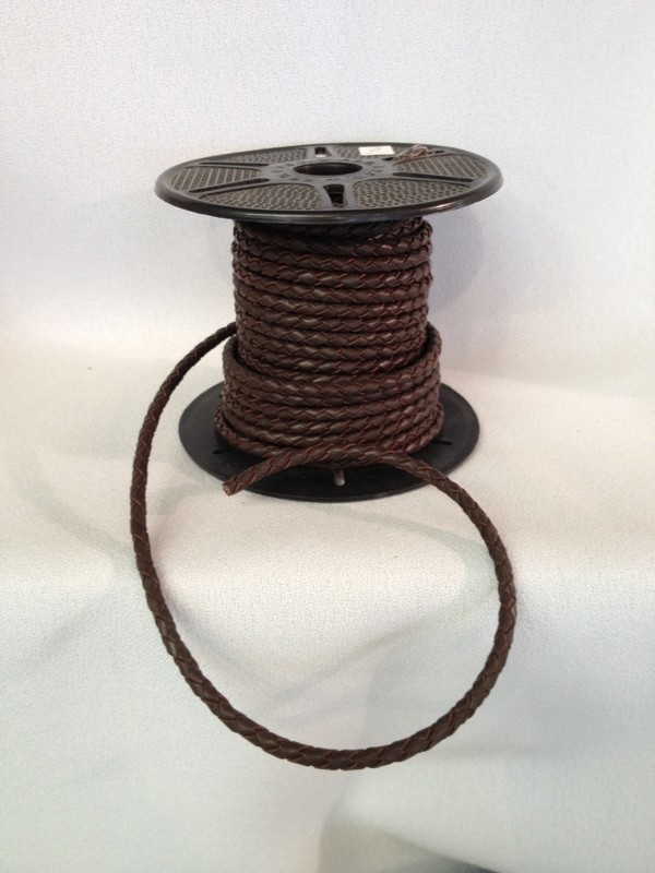 Braided leather cord - brown 3 mm diameter