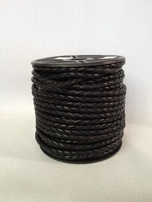 Braided 5 mm leather cord - brown
