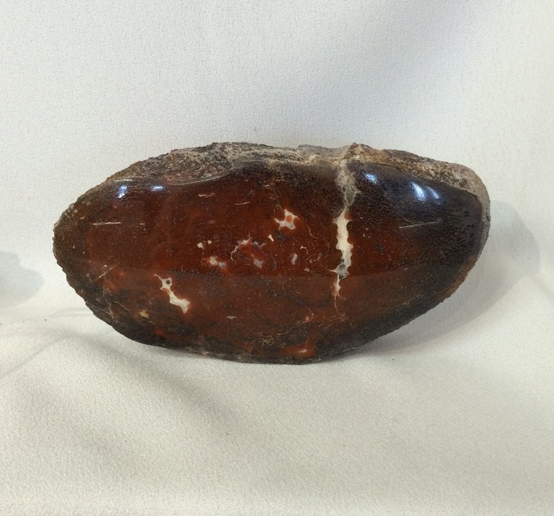 Bright red gem bone face polished specimen