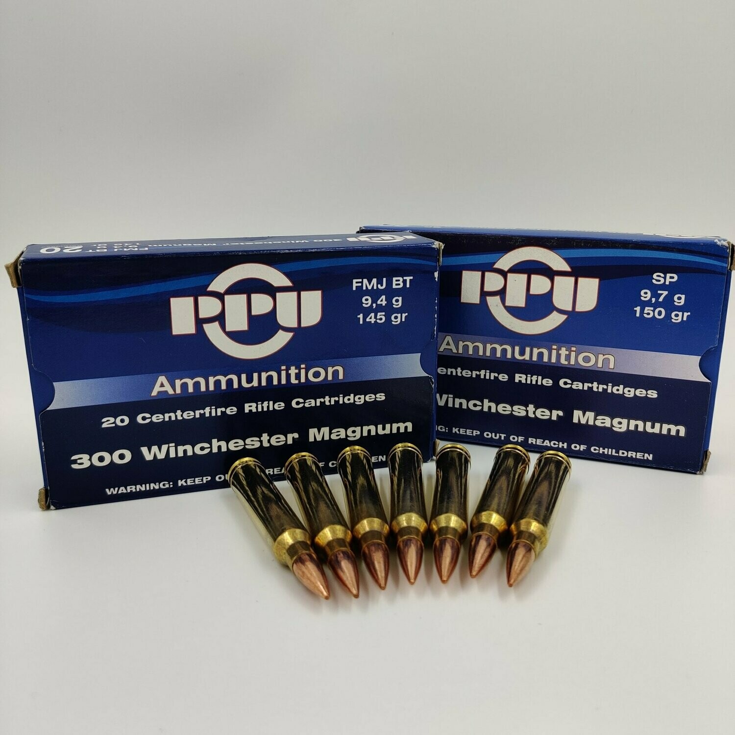 PPU 300 Win. Mag.  9,4g/145gr FMJ BT