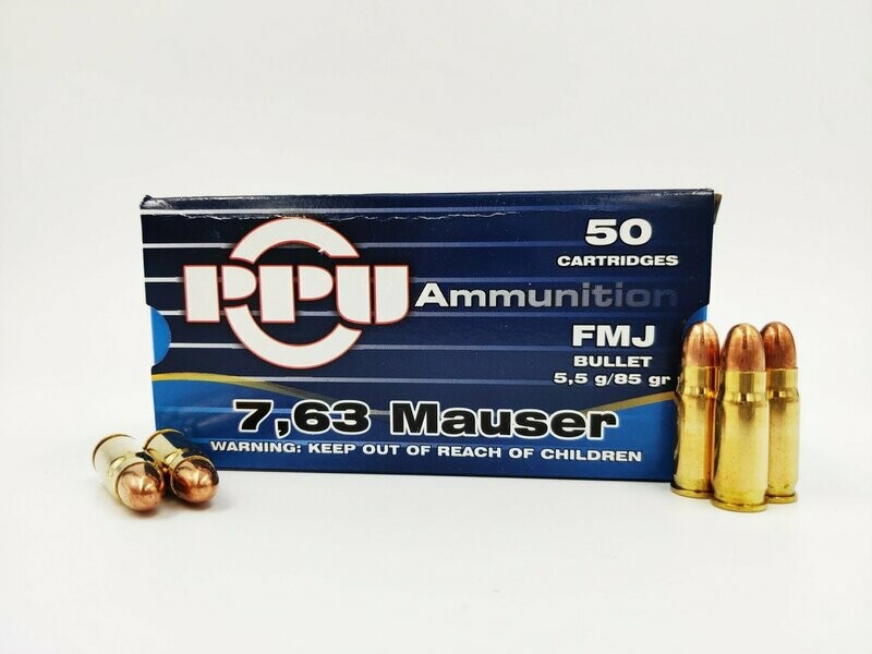 PPU 7,63 Mauser FMJ 85gr