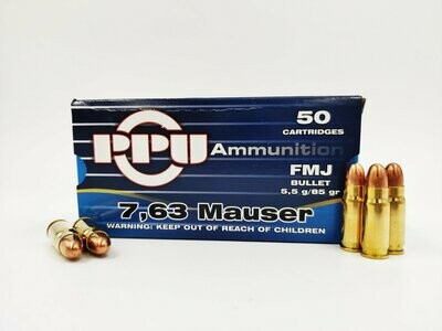 PPU 7,63 Mauser 85gr. FMJ