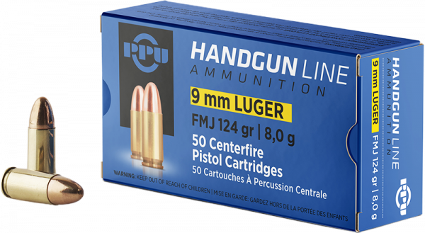 PPU 9mm Luger FMJ 8,0g/124gr