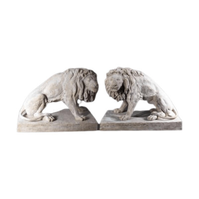 Stone Effect Lions