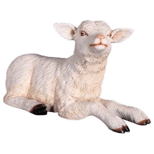Goat Kid Resting Cream Statue