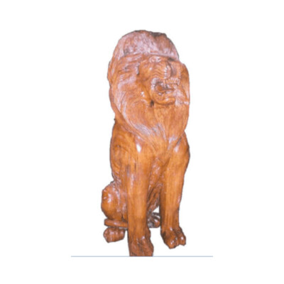 Wooden Lion 3ft Statue