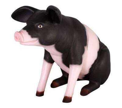 Sitting Pig Small Pink & Black