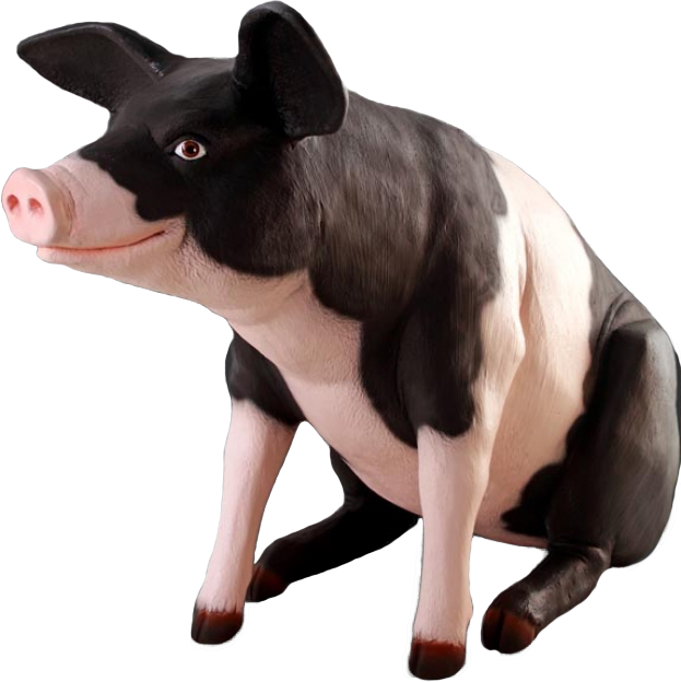 Sitting Pig Large Pink & Black