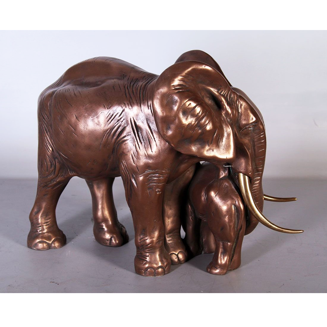 Elephant Mother and Baby Bronze