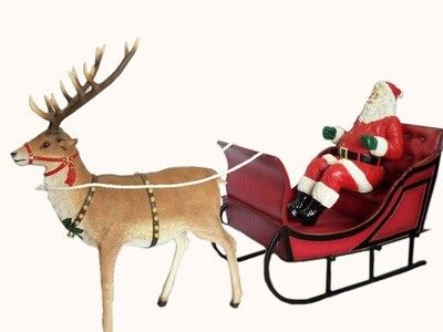 Santa, Sleigh & Reindeer Set