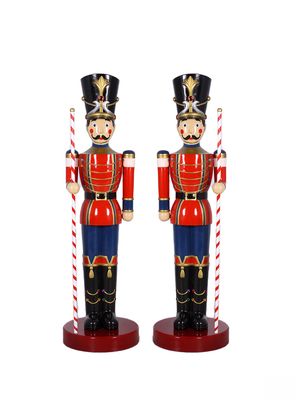 Pair Of Toy Soldiers With Batons-Red & Blue