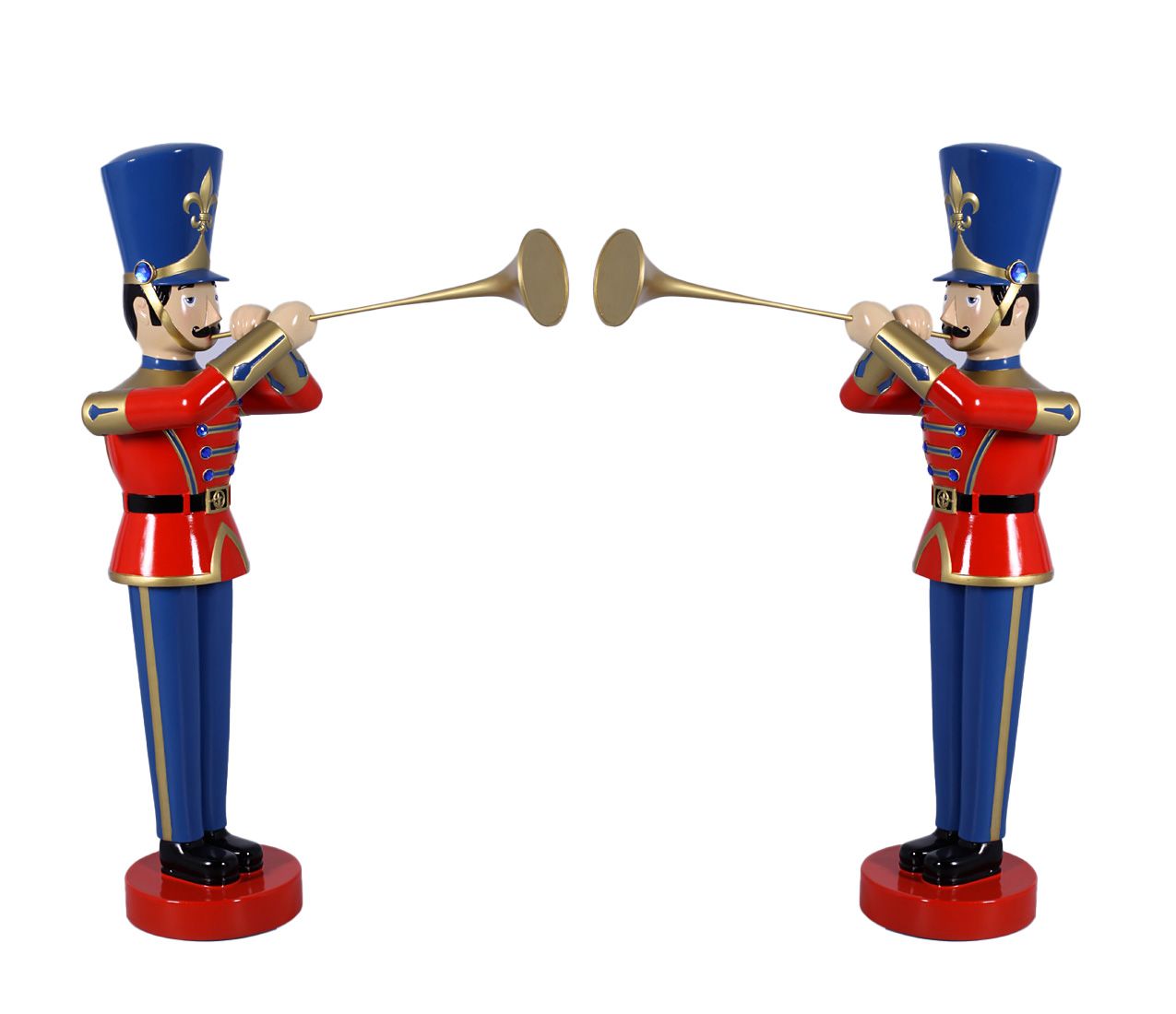 Pair Of 4ft Toy Soldiers With Trumpet- Red & Blue