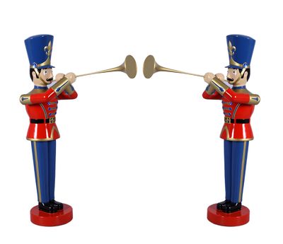 Pair Of 4ft Toy Soldiers With Trumpet- Red & Blue