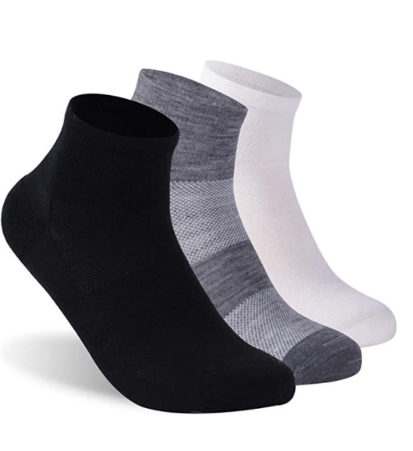 3 Pairs RTZAT Mens Womens 90% Merino Wool Thin Ultra-Light Running Moisture Wicking Socks Athletic Ankle Socks