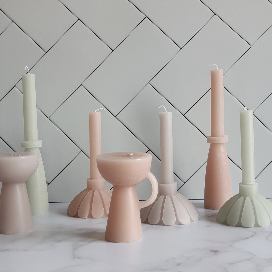 Rustik Lys Sculpture Candle - Diverse Kleuren