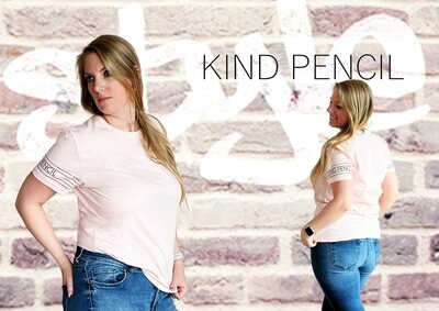 T-Shirt Normal Rose &amp; motif sur manches