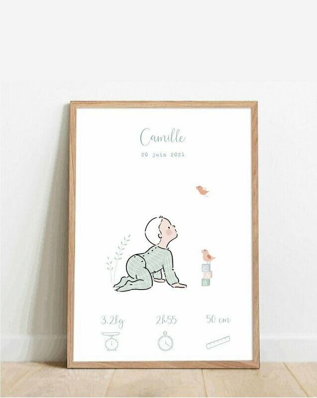 Affiche naissance personnalisable - bébé