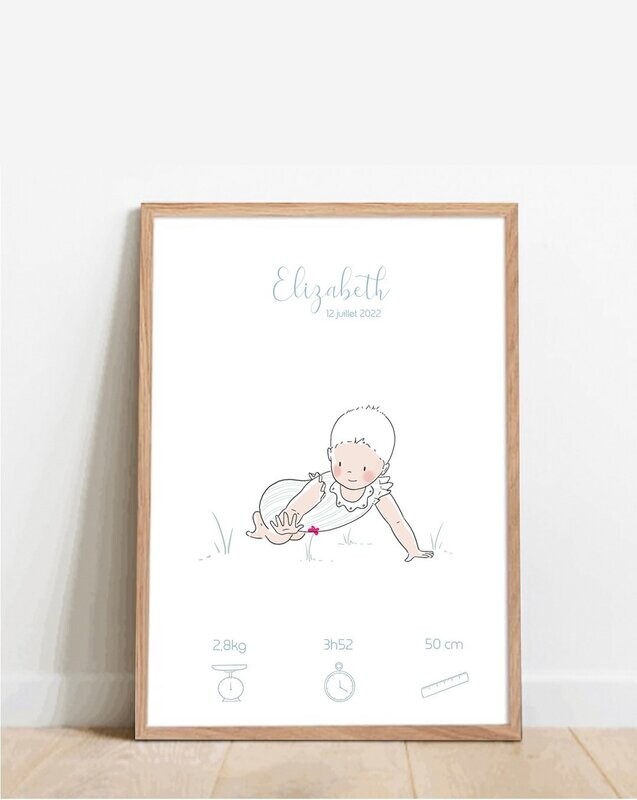 Affiche personnalisable - Bébé au jardin