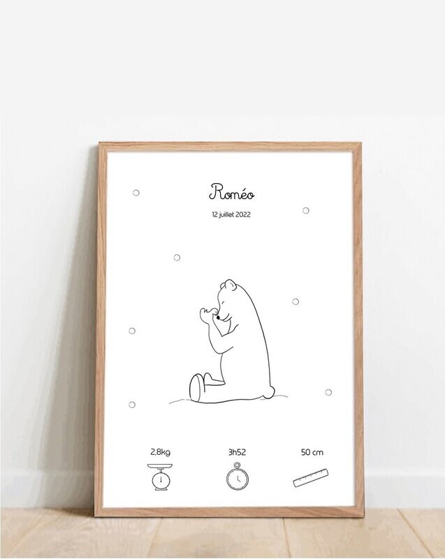 Affiche personnalisable - L'ours et l'oiseau