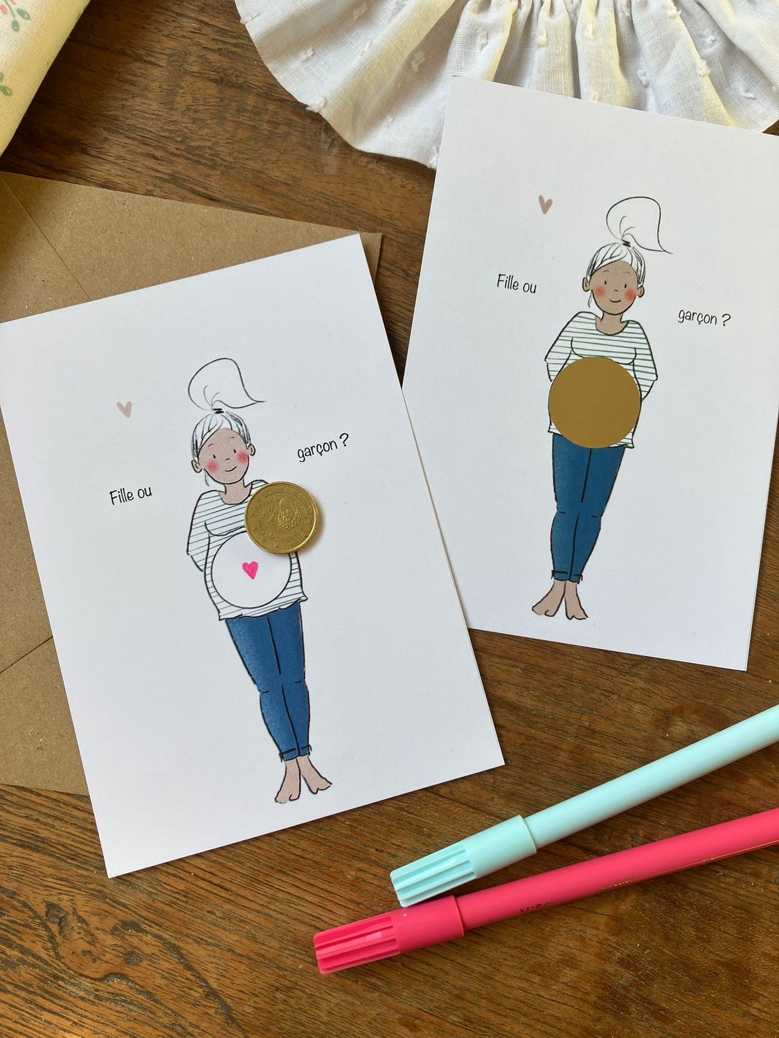 Carte à gratter annonce sexe du bébé - Femme blanche - Personalisable