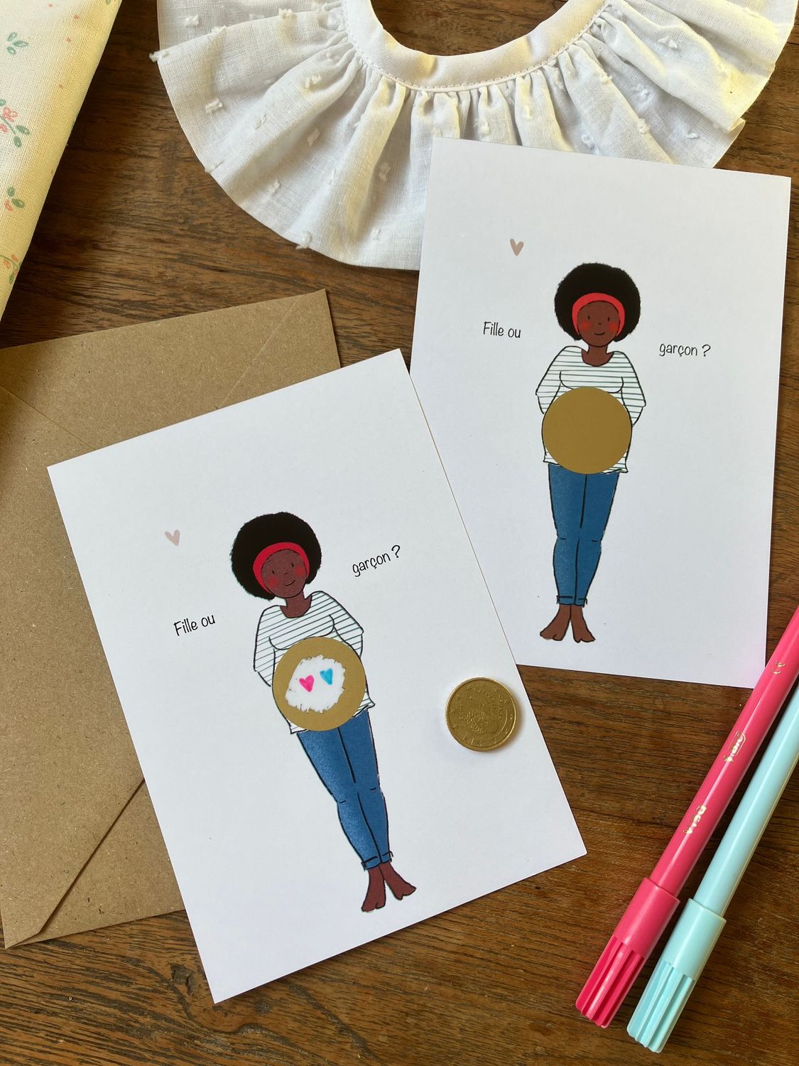 Carte à gratter annonce sexe du bébé - Femme noire - Personalisable