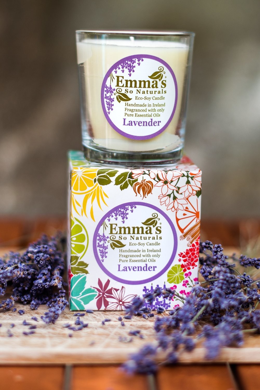 Lavender Natural Candle in Glass Tumbler.