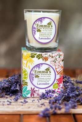 Lavender Natural Candle in Glass Tumbler.