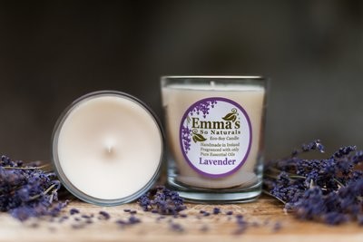 Lavender Natural Candle in Glass Tumbler.