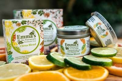 Citrus Blend Natural Candle in Glass Tumbler.