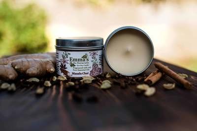Masala Chai Natural Candle in Tin.