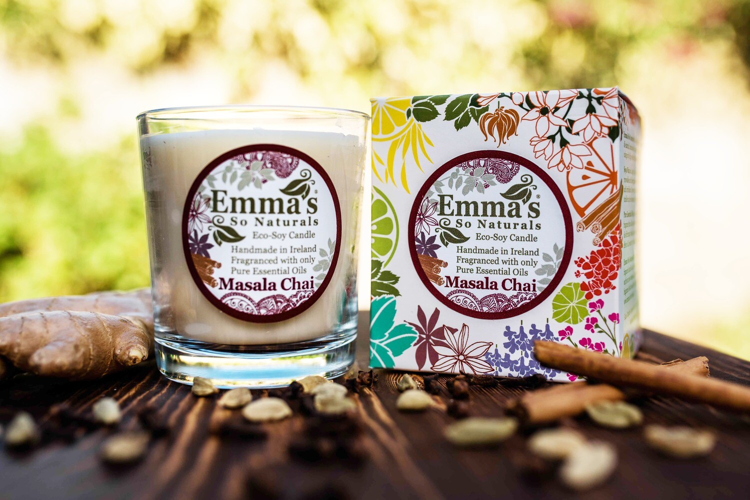 Masala Chai Natural Candle in Glass Tumbler.