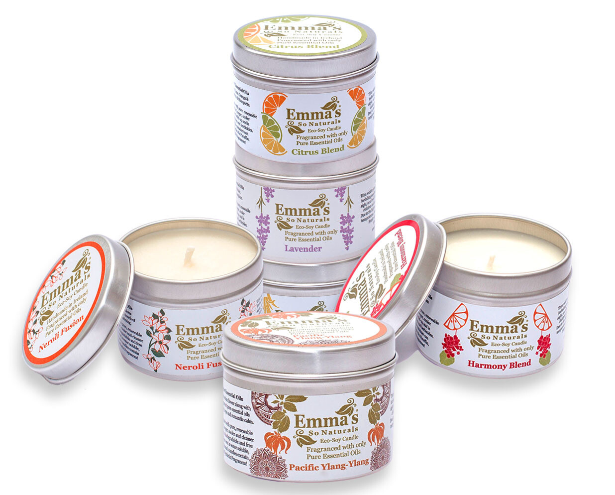 Natural Candle in Tin. Set of 6. Buy six &amp; get the 6th one Free!