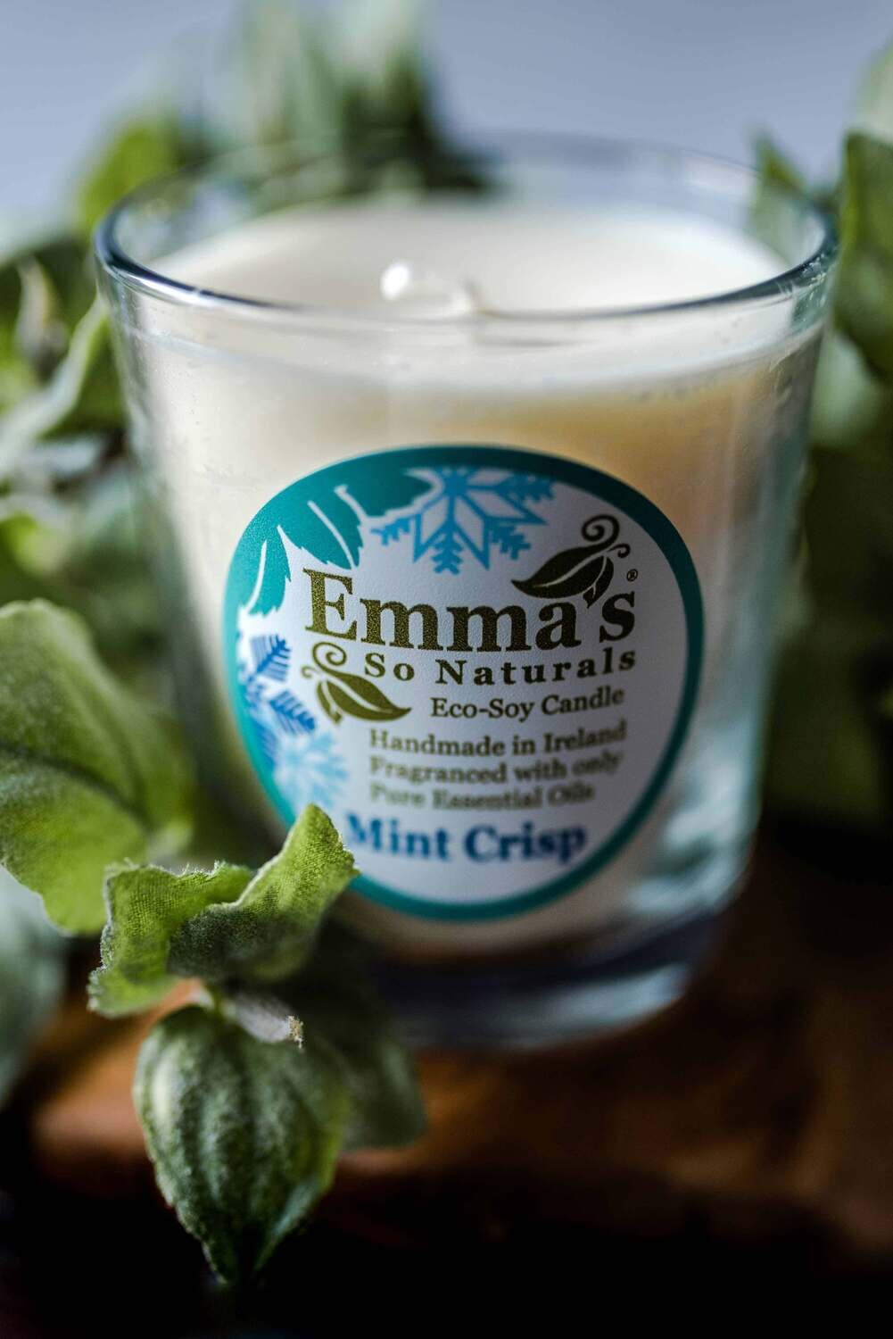 Mint Crisp Natural Candle in Glass Tumbler.