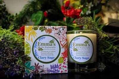 Clary Sage Natural Candle in Glass Tumbler.