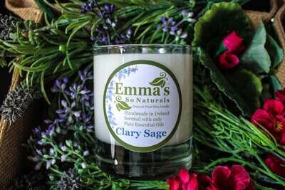 Clary Sage Natural Candle in Glass Tumbler.