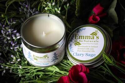 Clary Sage Natural Candle in Tin.