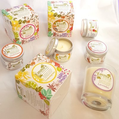 Gift wrapped Hamper with 8 Natural Scented Candles.