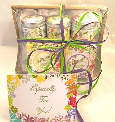 Gift wrapped Hamper. Choose any 5 Natural Scented Candles!