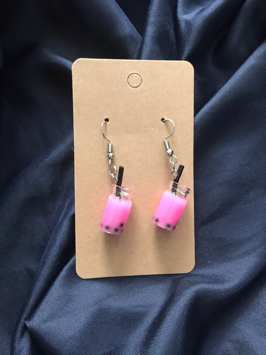 Hot Pink Bubble Tea Earrings