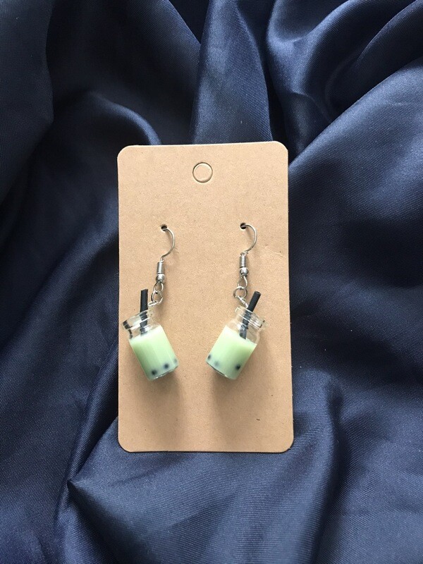 Sage Green Bubble Tea Earrings