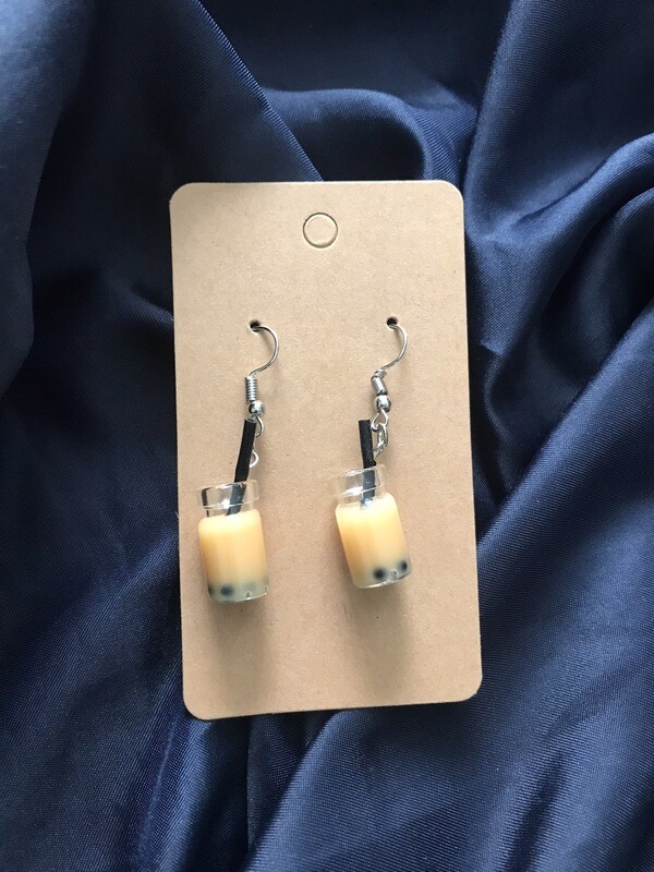 Orange Bubble Tea Earrings