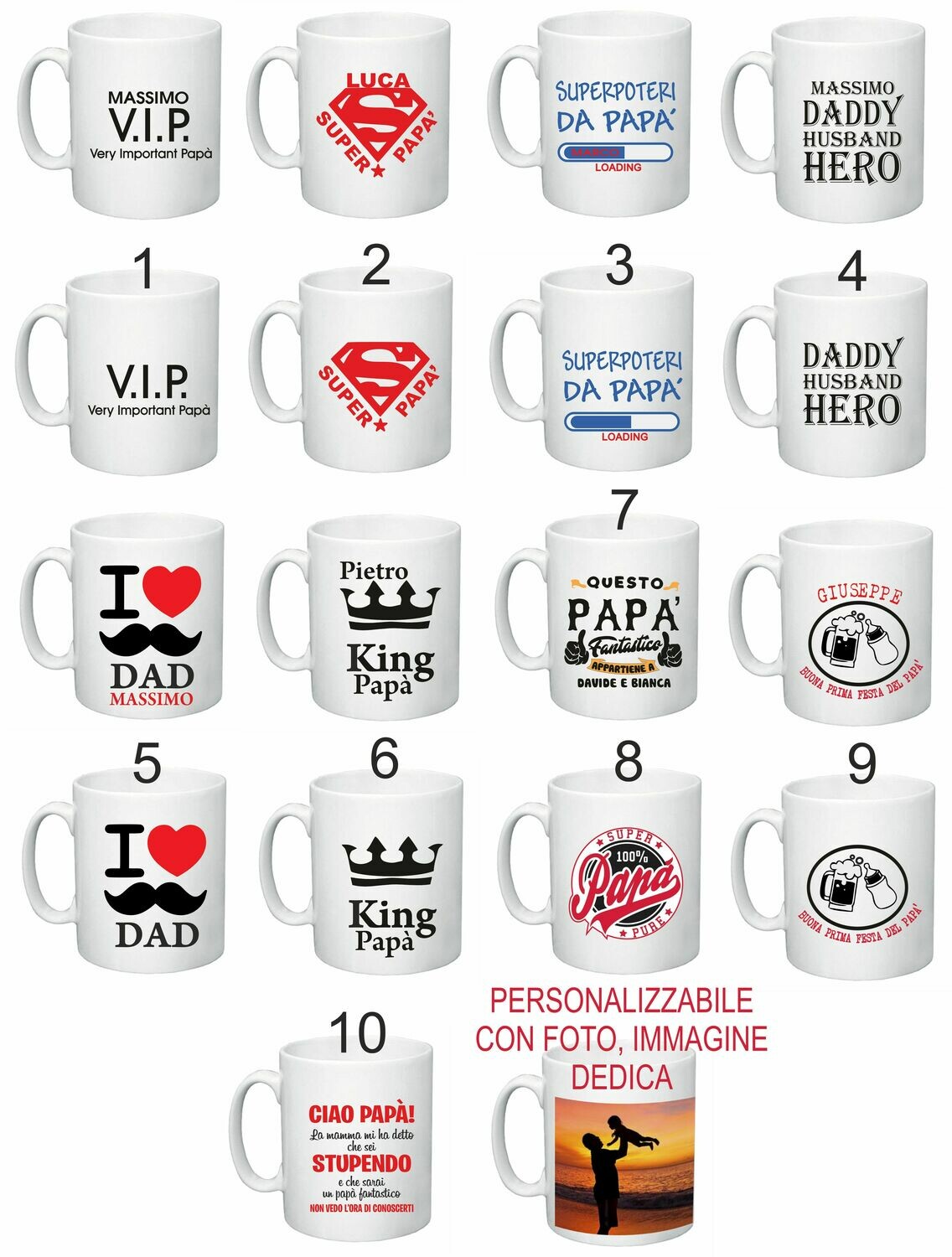TAZZA PAPA&#39; CON POSSIBILITA&#39; DI PERSONALIZZAZIONE