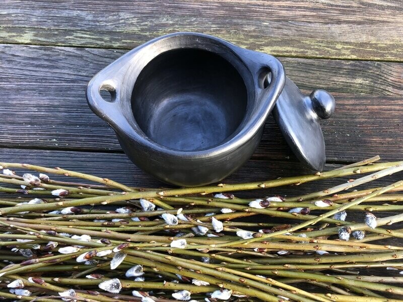 Black pottery potje met deksel Black pottery potje met deksel