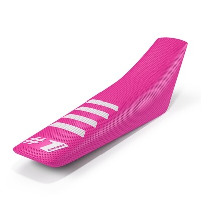 ONE GRIPPER RIBBED SEAT COVER PINK/WHITE