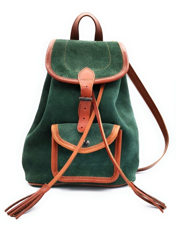 Mochila de ante color verde