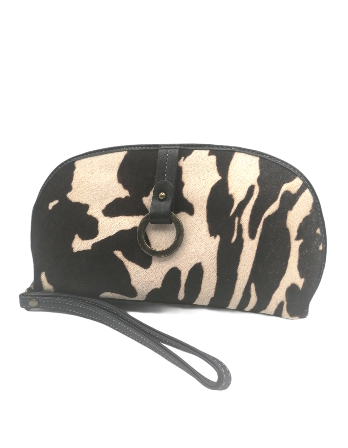 Cartera mano blanco+marrón