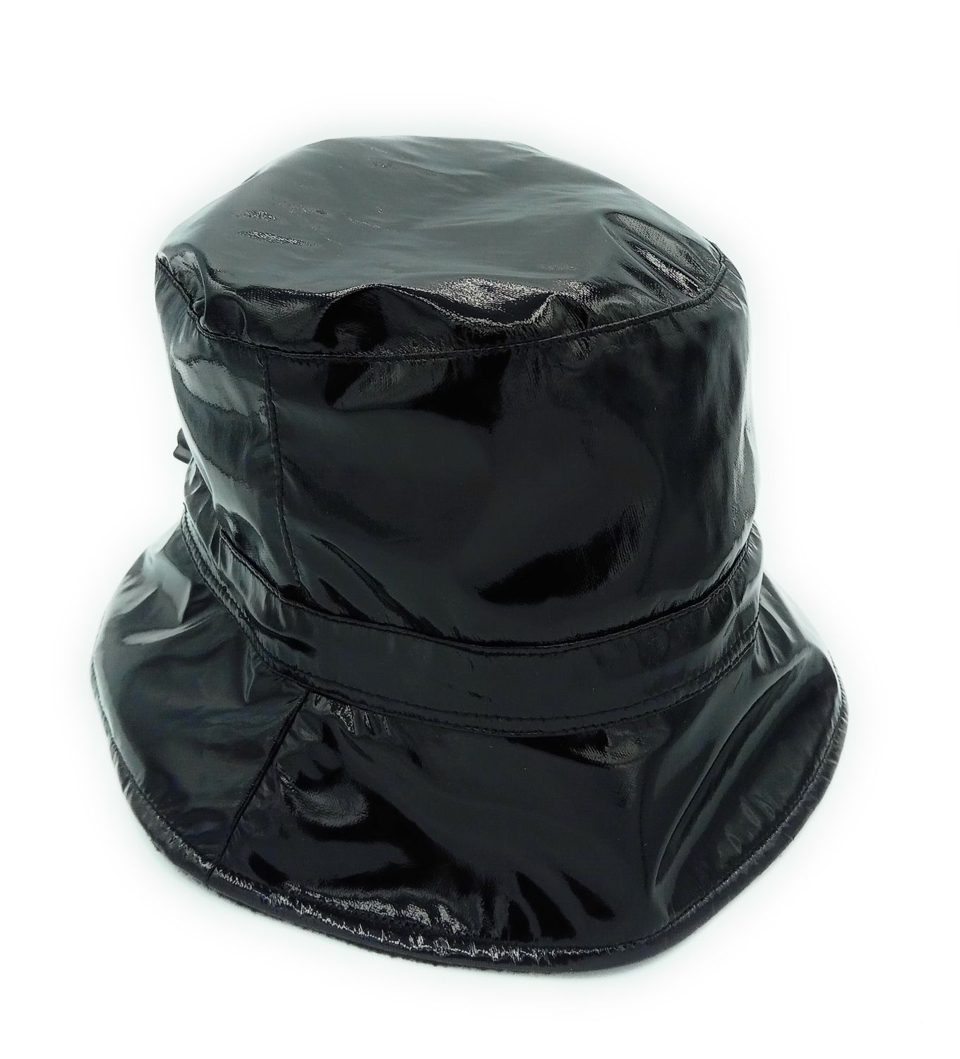 Gorro de lluvia negro charol reversible mujer